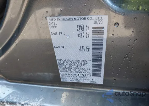 2024 Nissan Altima Sl Fwd from USA, damaged, VIN 1N4BL4EV1RN335172